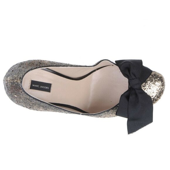 MARC JACOBS SHOES GLITTER GALACTICA GROSGRAIN BOW PUMPS sz IT 39 US 9 - Picture 4 of 14